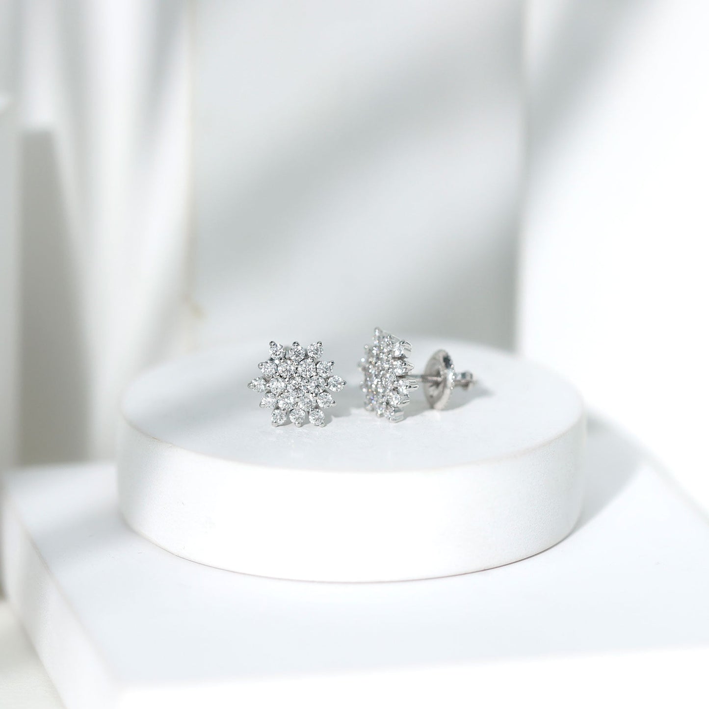 Certified Moissanite Cluster Stud Earrings for Women