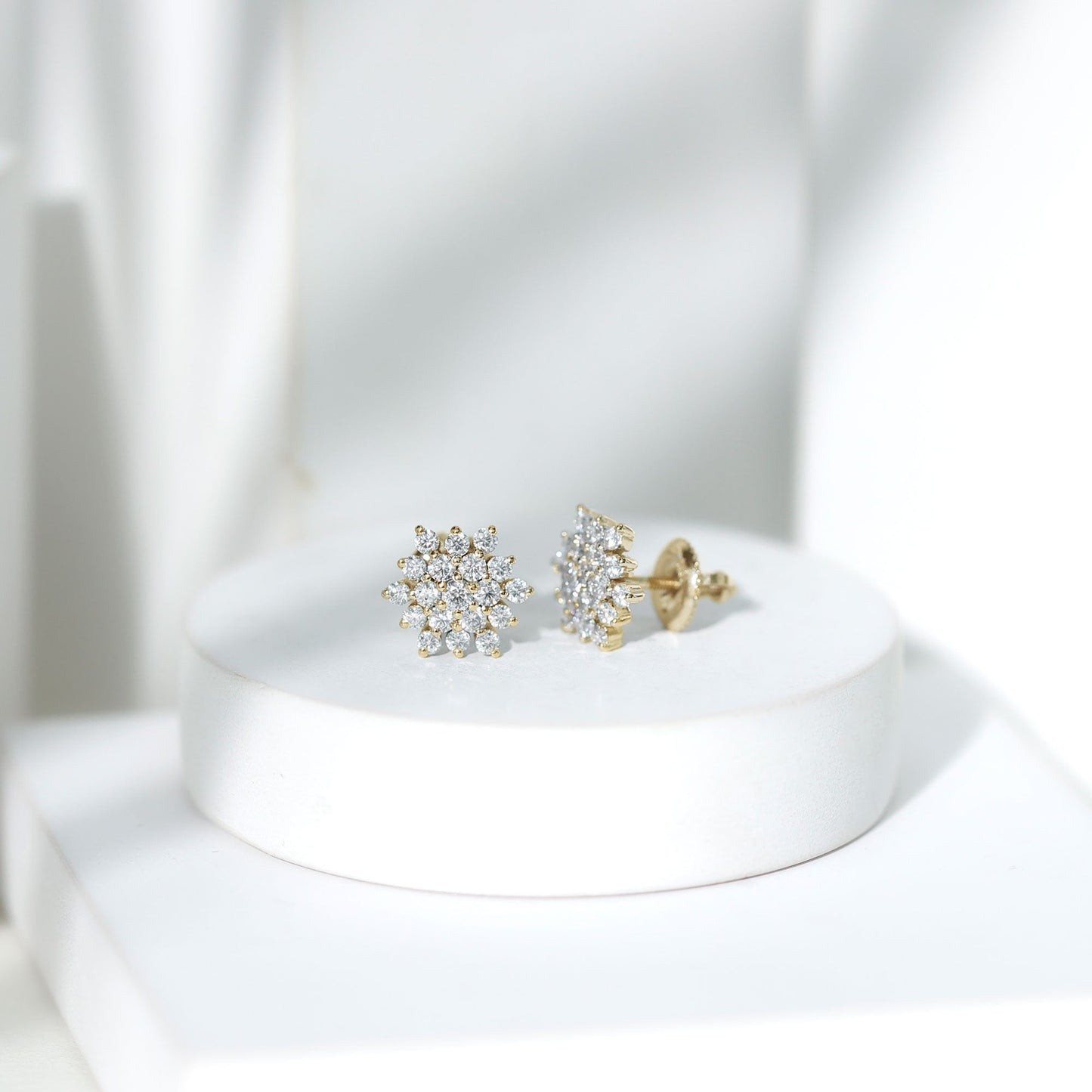 Certified Moissanite Cluster Stud Earrings for Women