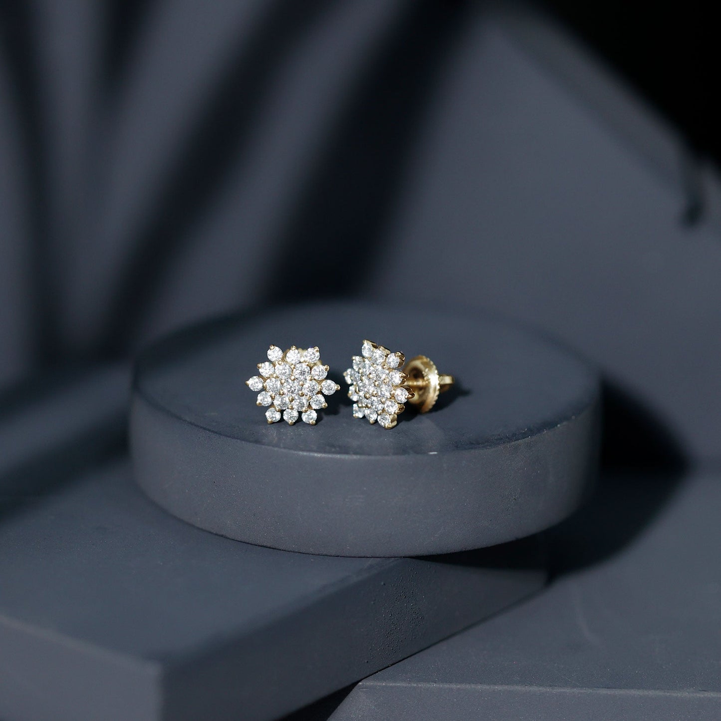 Certified Moissanite Cluster Stud Earrings for Women