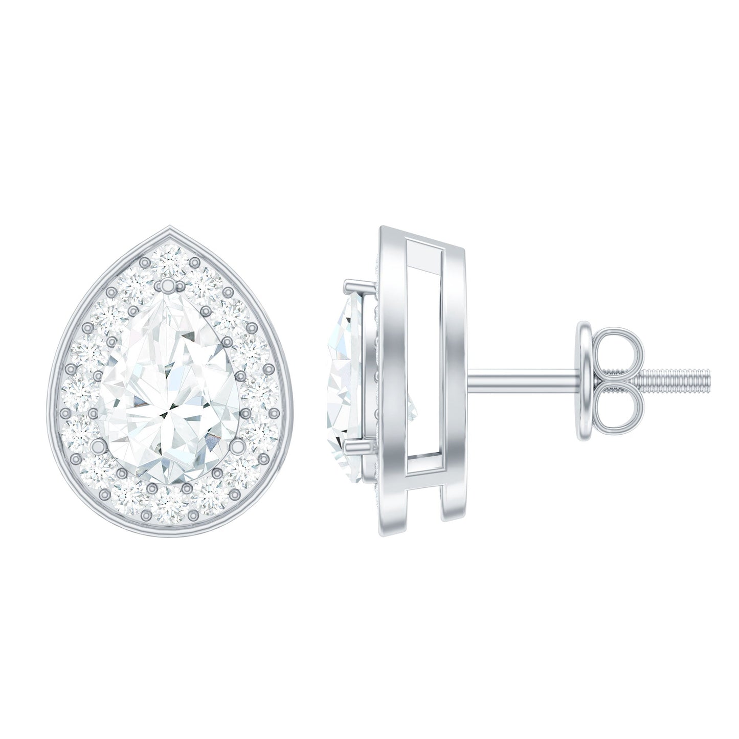 Certified Pear Shape Moissanite Teardrop Earrings with Halo