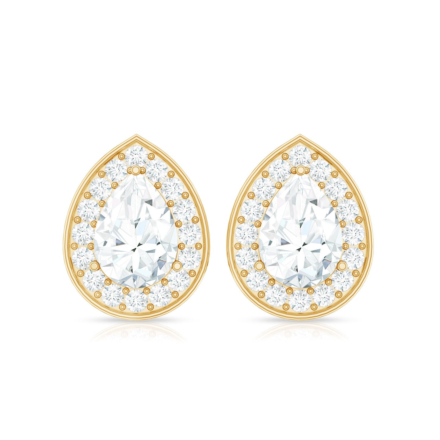 Certified Pear Shape Moissanite Teardrop Earrings with Halo