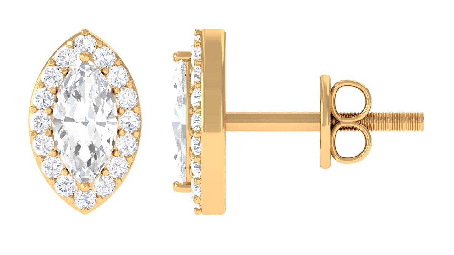 Certified Marquise Moissanite Stud Earrings with Halo