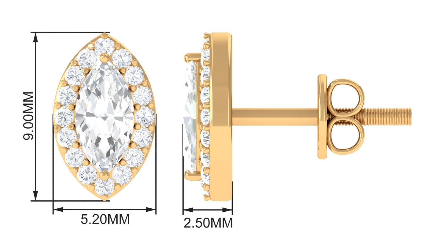Certified Marquise Moissanite Stud Earrings with Halo