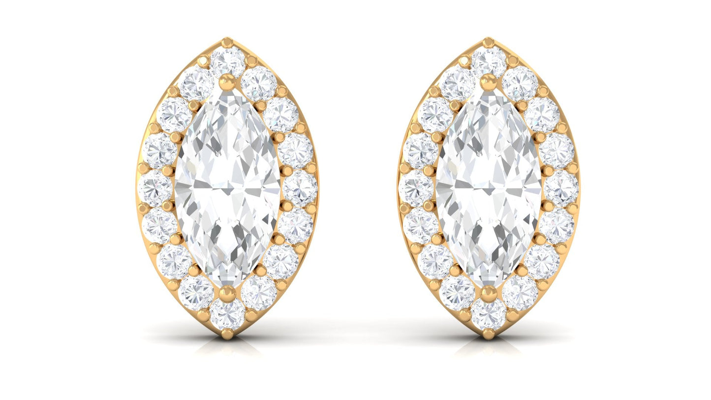 Certified Marquise Moissanite Stud Earrings with Halo