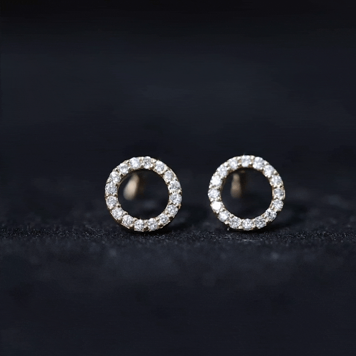 Round Cut Moissanite Eternity Stud Earrings with Screw Back