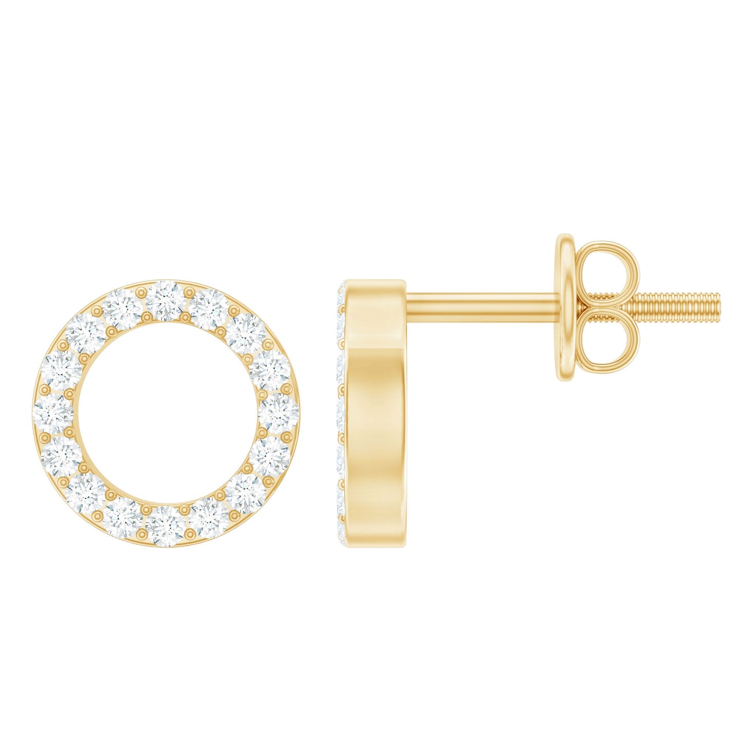 Round Cut Moissanite Eternity Stud Earrings with Screw Back