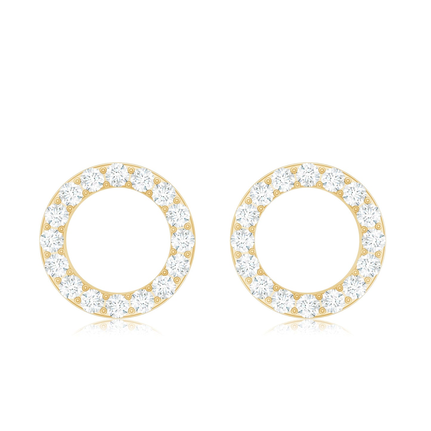 Round Cut Moissanite Eternity Stud Earrings with Screw Back