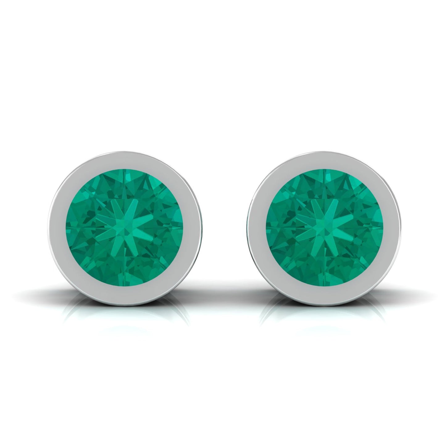 Dainty Emerald Bezel Set Solitaire Stud Earrings