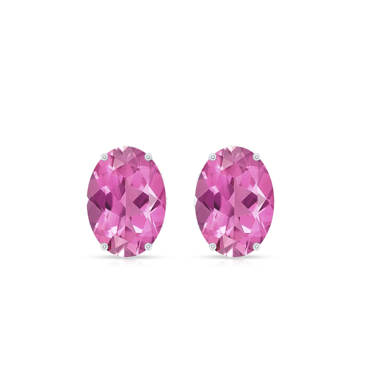 Real 2.2 Carat Oval Pink Tourmaline Stud Earrings with Diamond