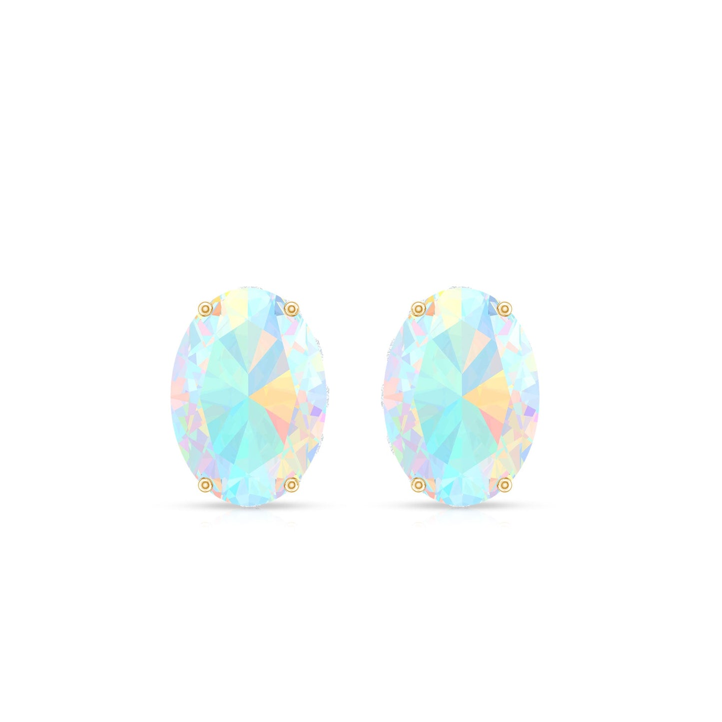 Natural 2.4 Carat Oval Ethiopian Opal Classic Stud Earrings with Diamond