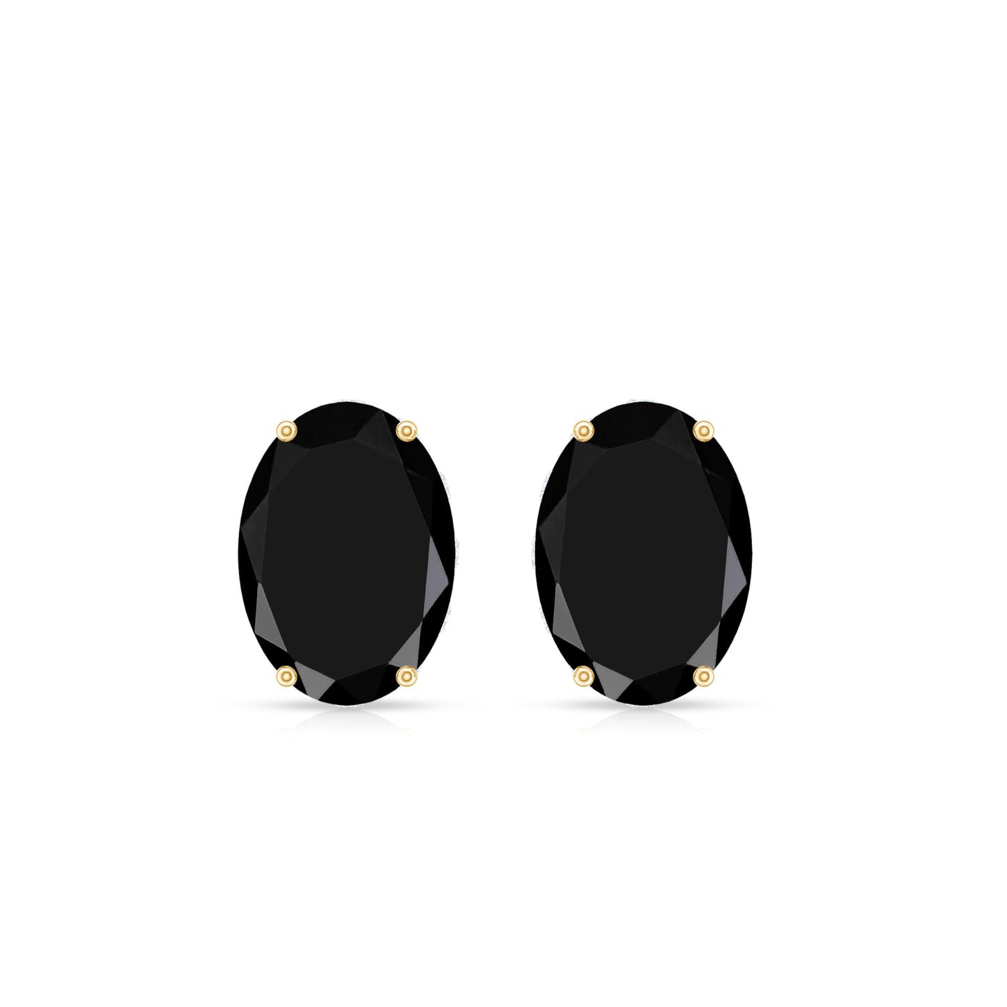 Natural 2.2 Carat Oval Black Onyx Earrings with Diamond