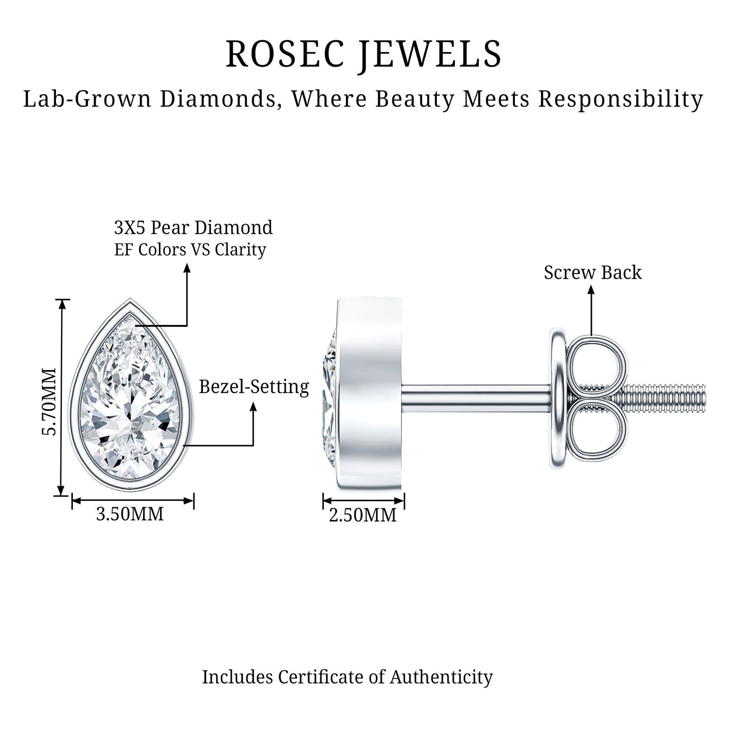 Bezel Set Diamond Tiny Stud Earrings