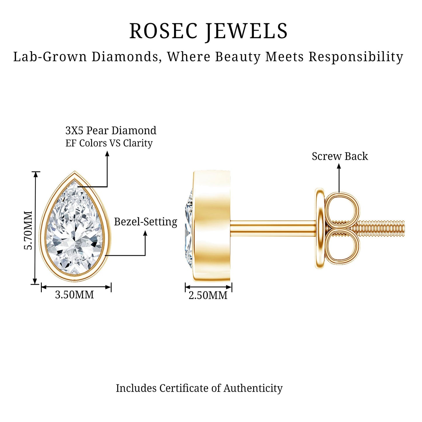 Bezel Set Diamond Tiny Stud Earrings