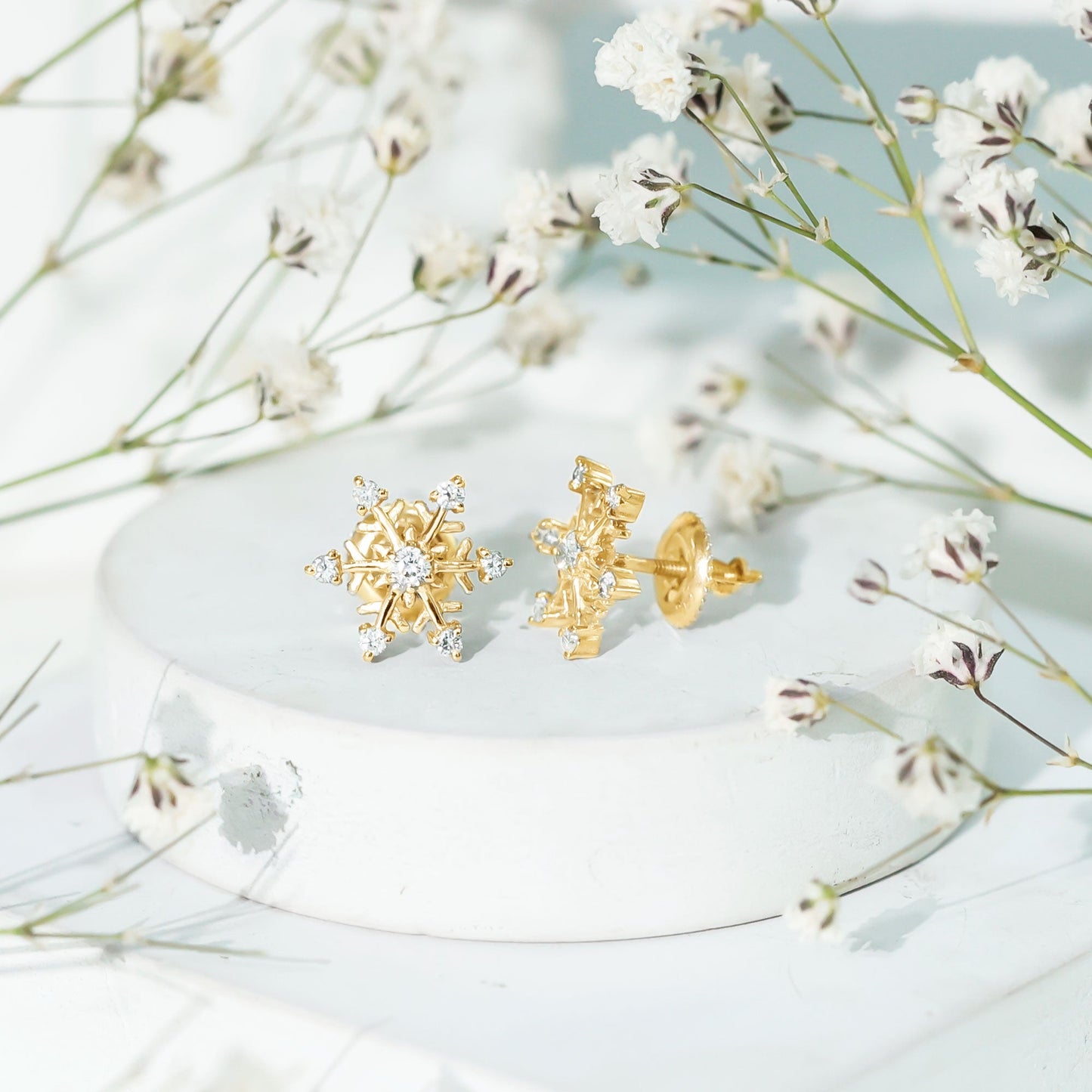 Diamond Snowflake Christmas Earrings