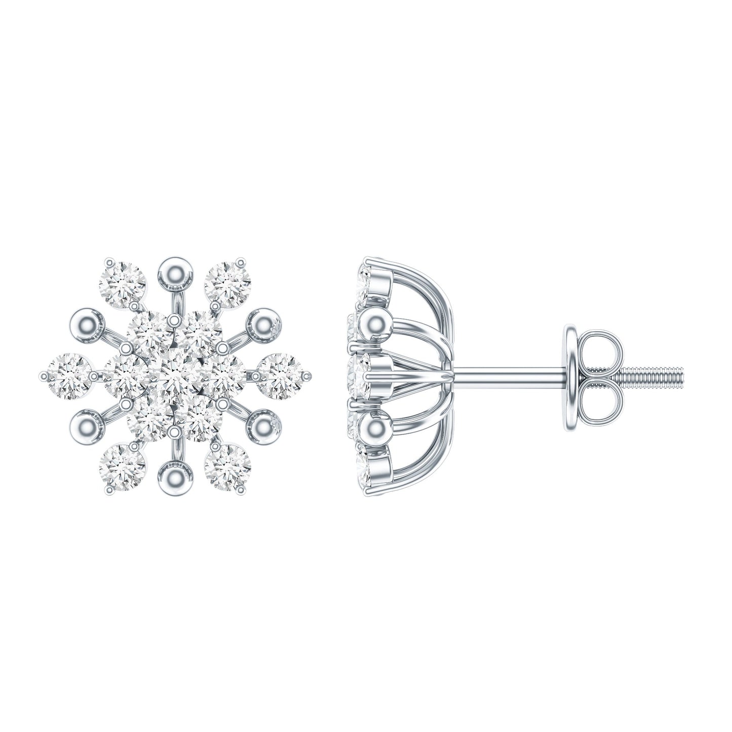 Diamond Cluster Stud Earrings