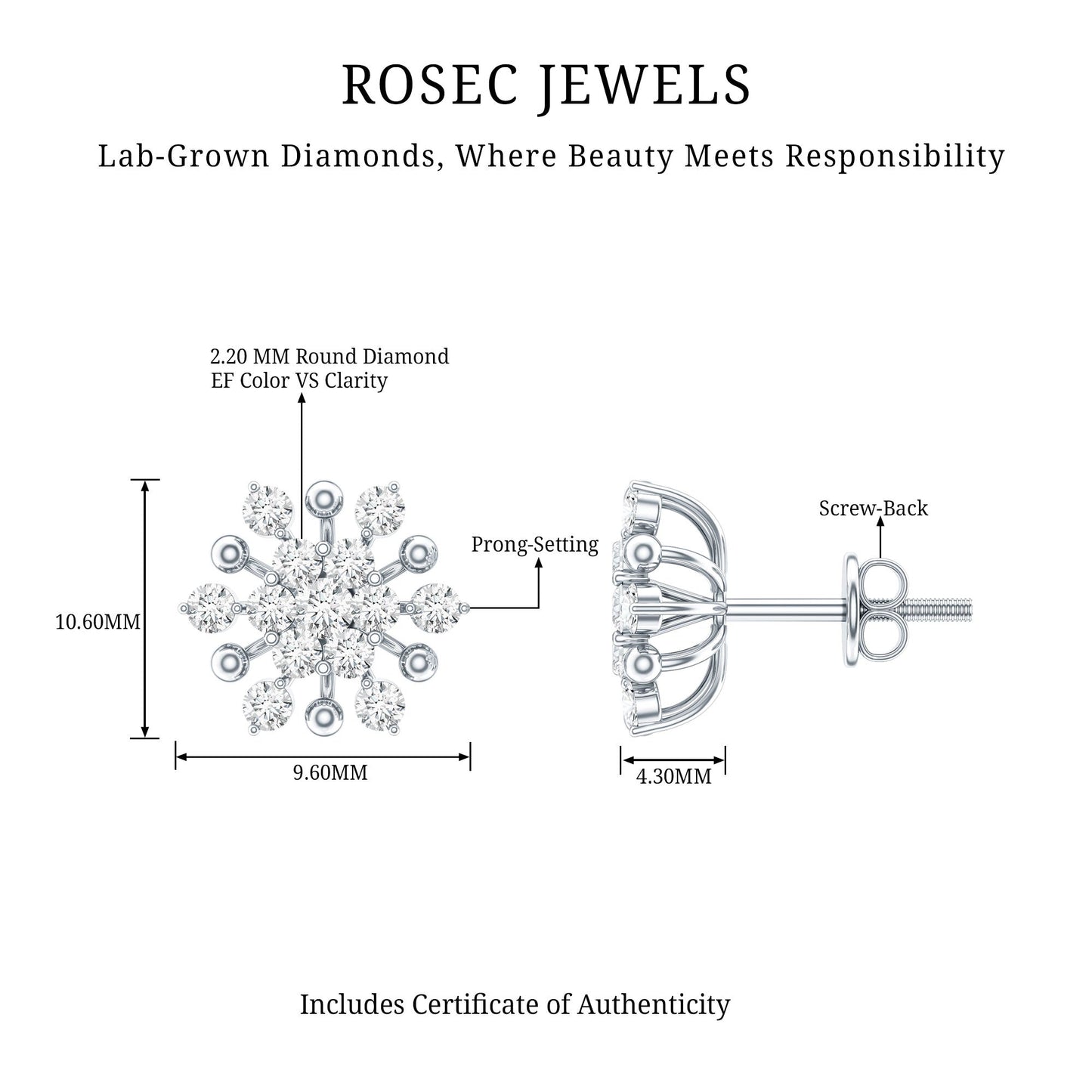 Diamond Cluster Stud Earrings