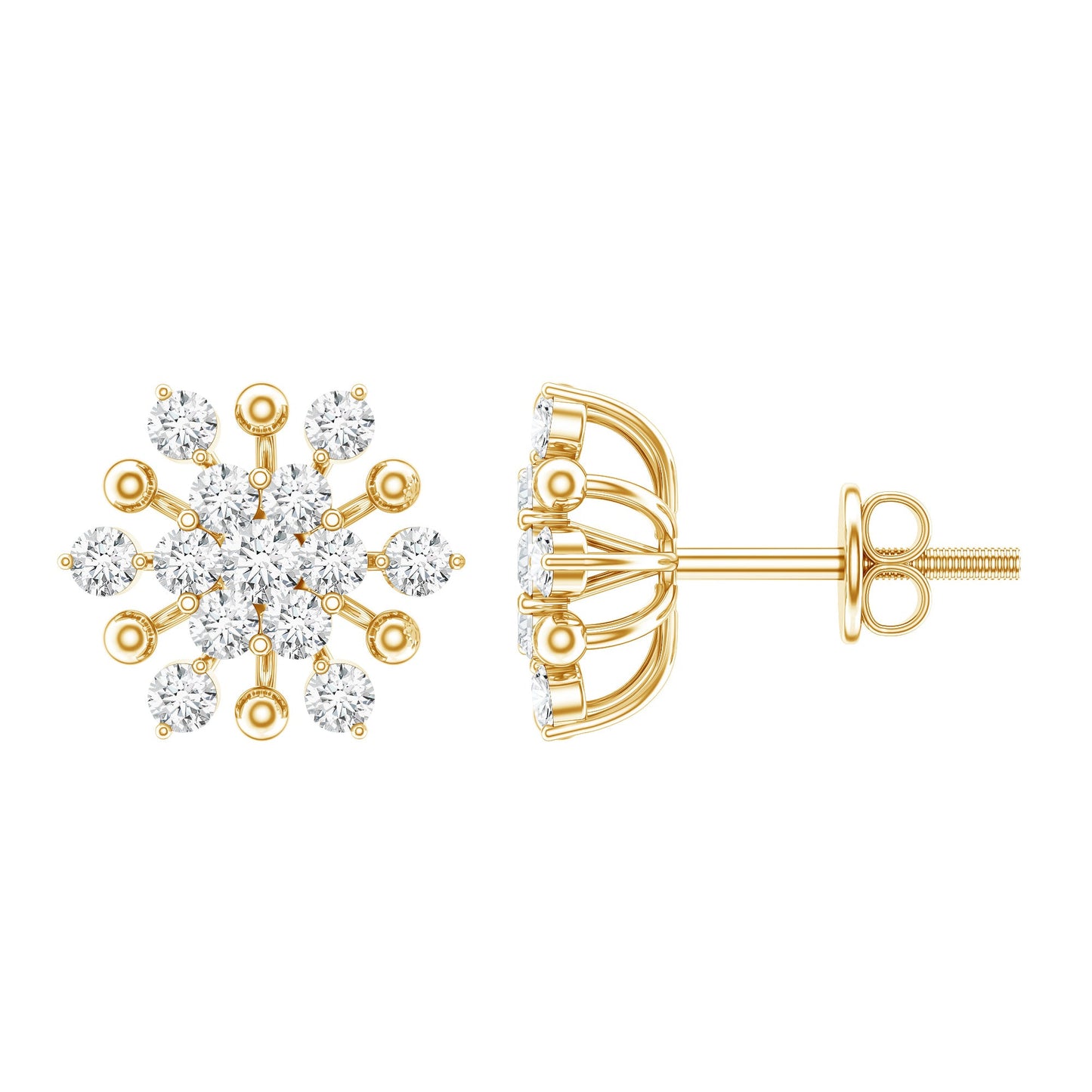 Diamond Cluster Stud Earrings