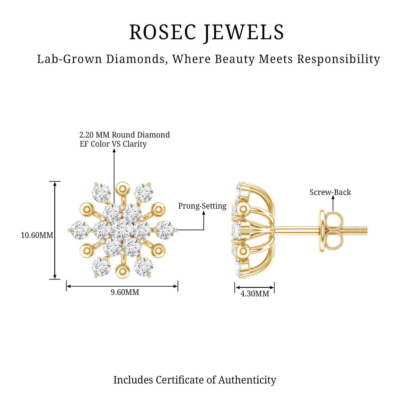 Diamond Cluster Stud Earrings
