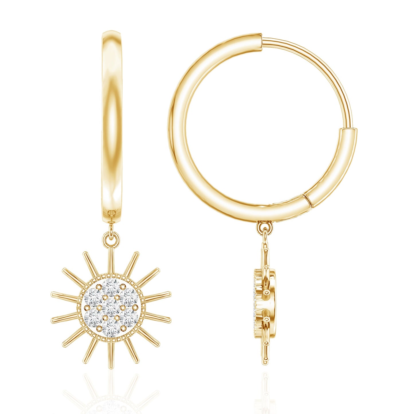 Certified Diamond Sunburst Hoop Earrings