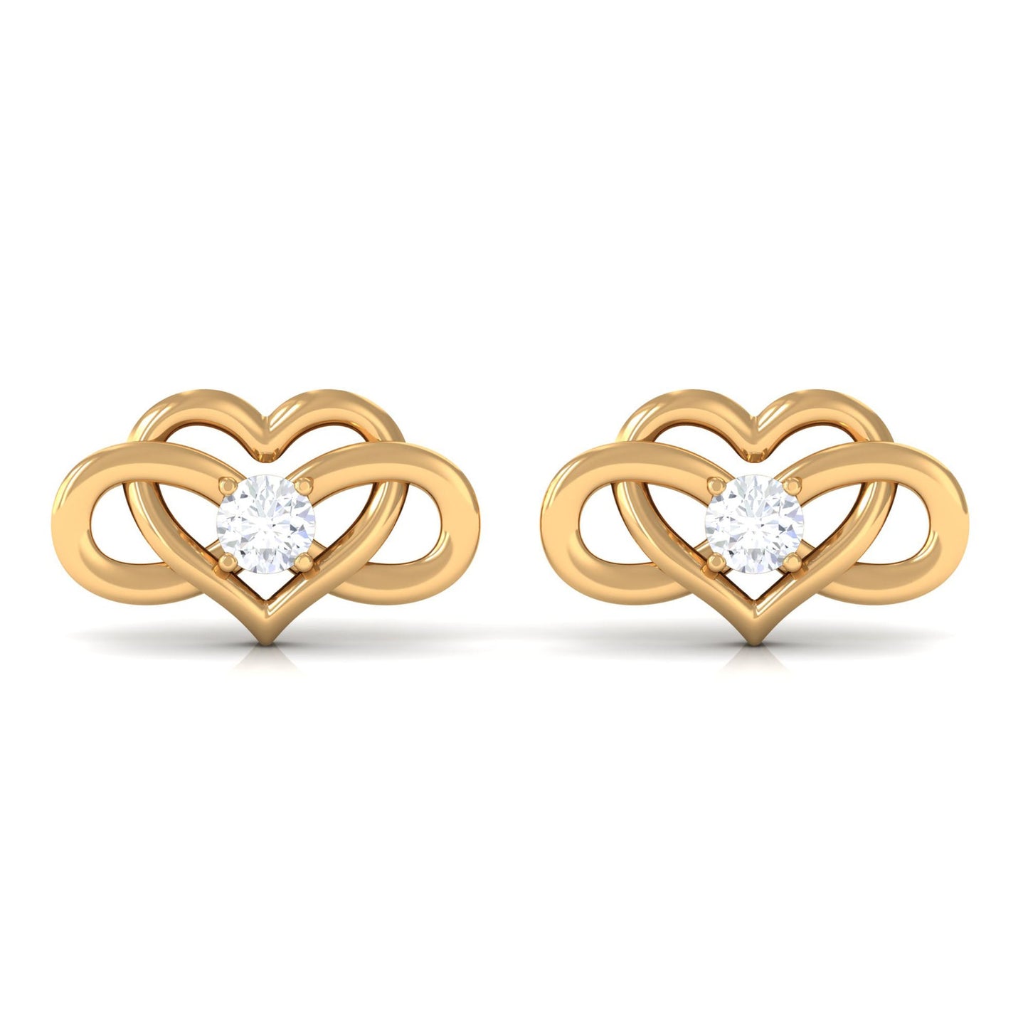 Natural Diamond Infinity Heart Earrings with Screw Back