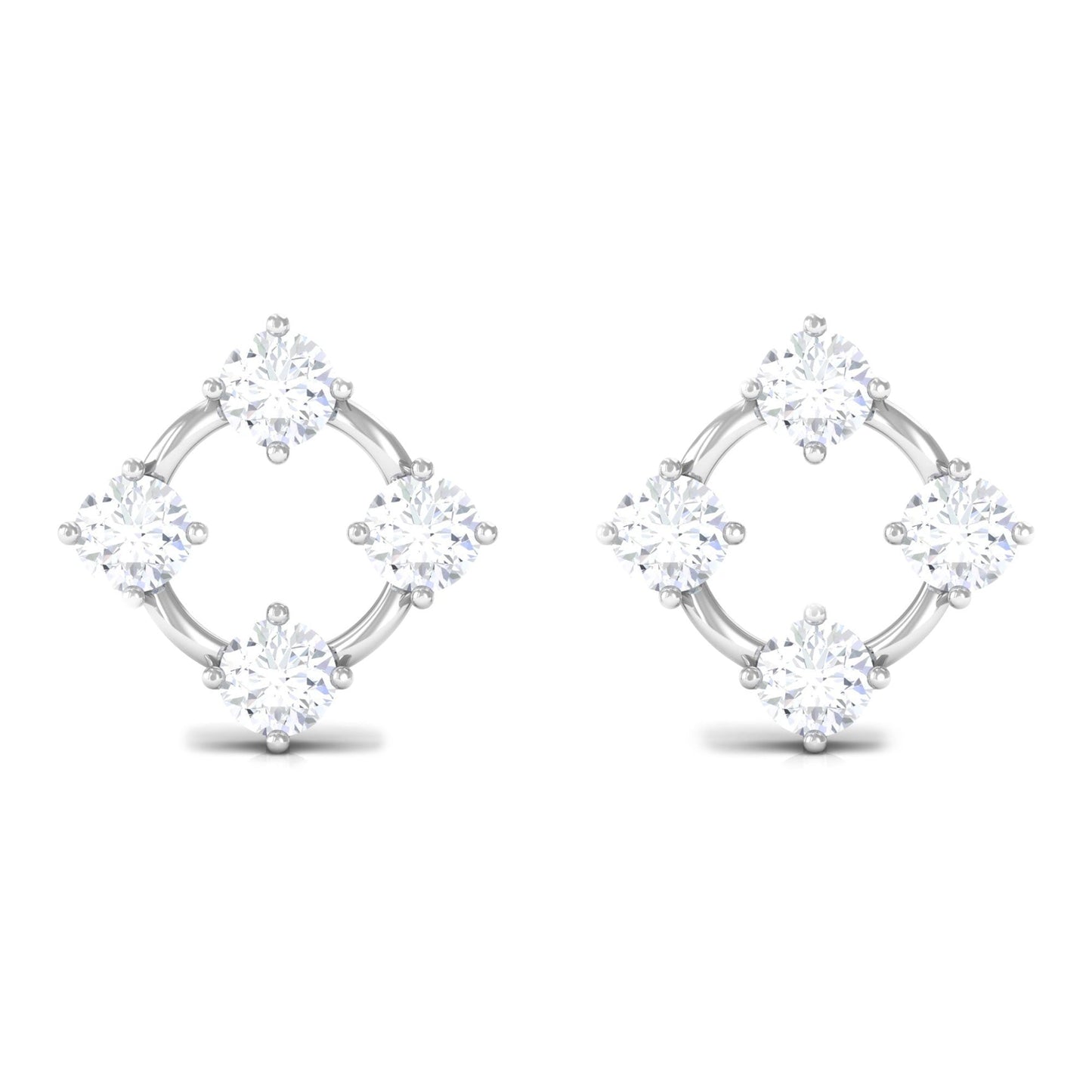 Natural Womens Diamond Stud Earrings with Screw Back