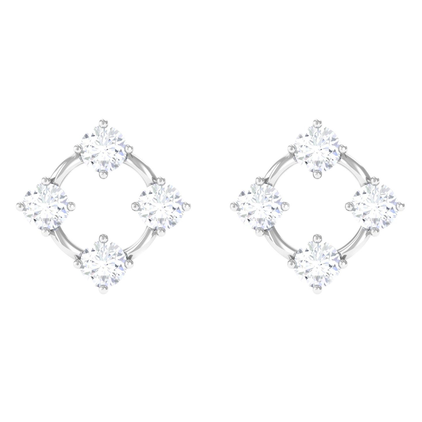 Natural Womens Diamond Stud Earrings with Screw Back