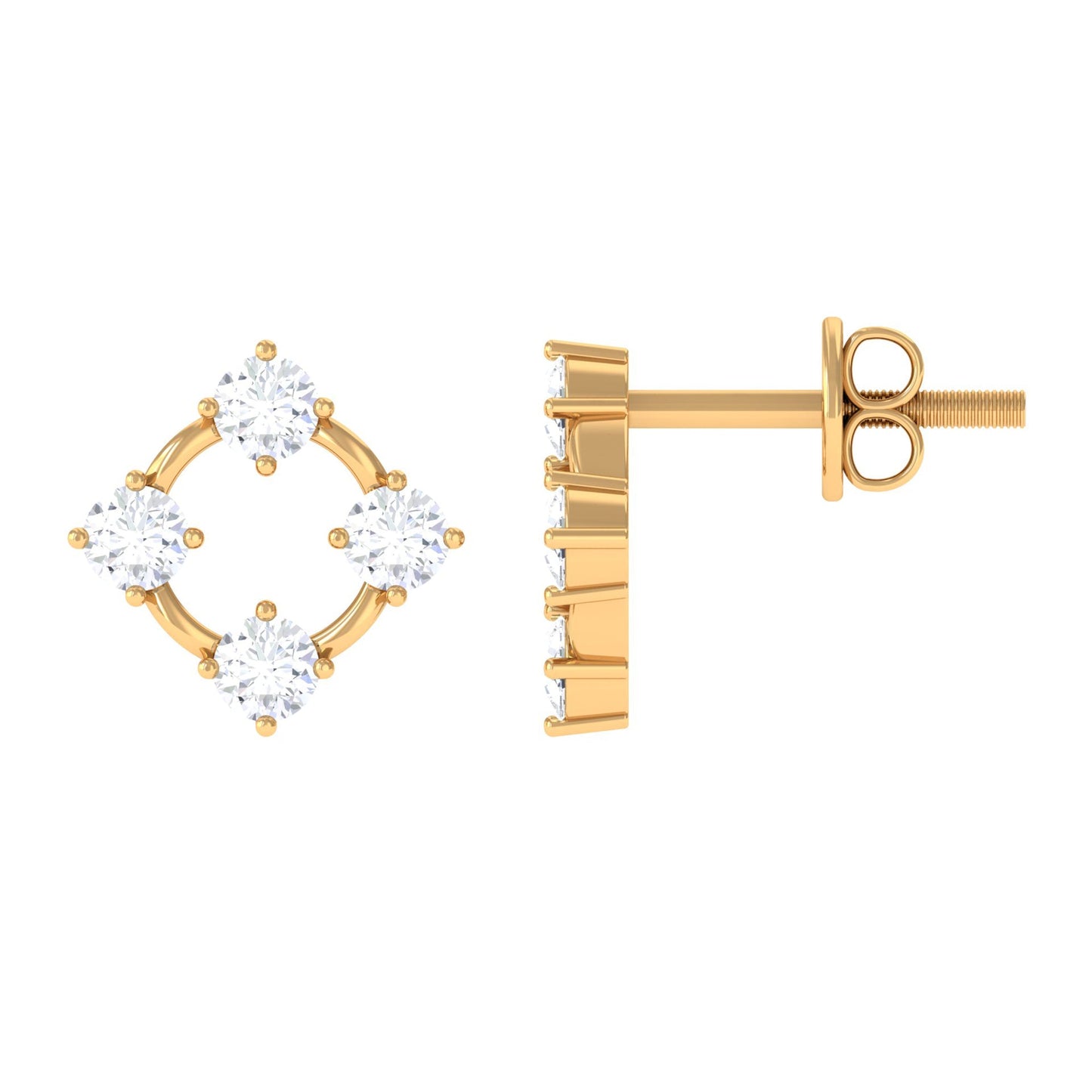 Natural Womens Diamond Stud Earrings with Screw Back