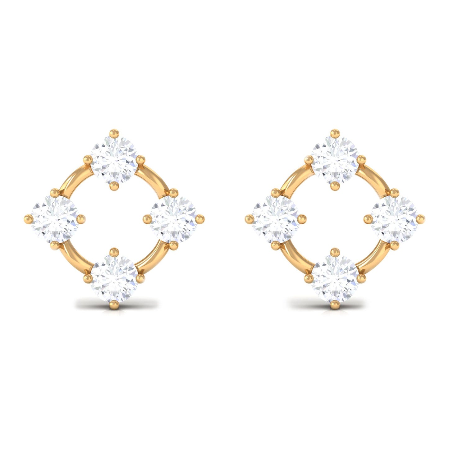 Natural Womens Diamond Stud Earrings with Screw Back