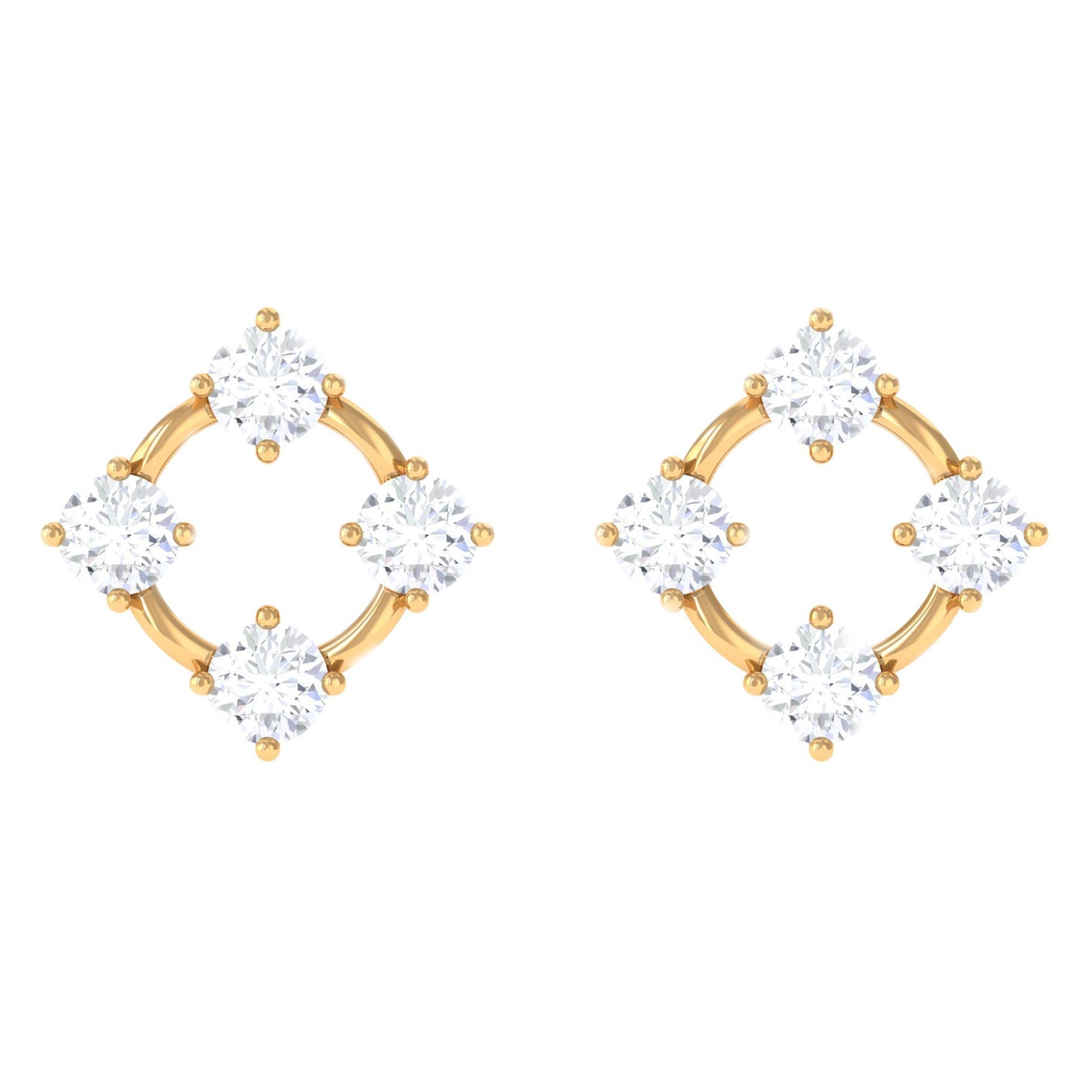 Natural Womens Diamond Stud Earrings with Screw Back