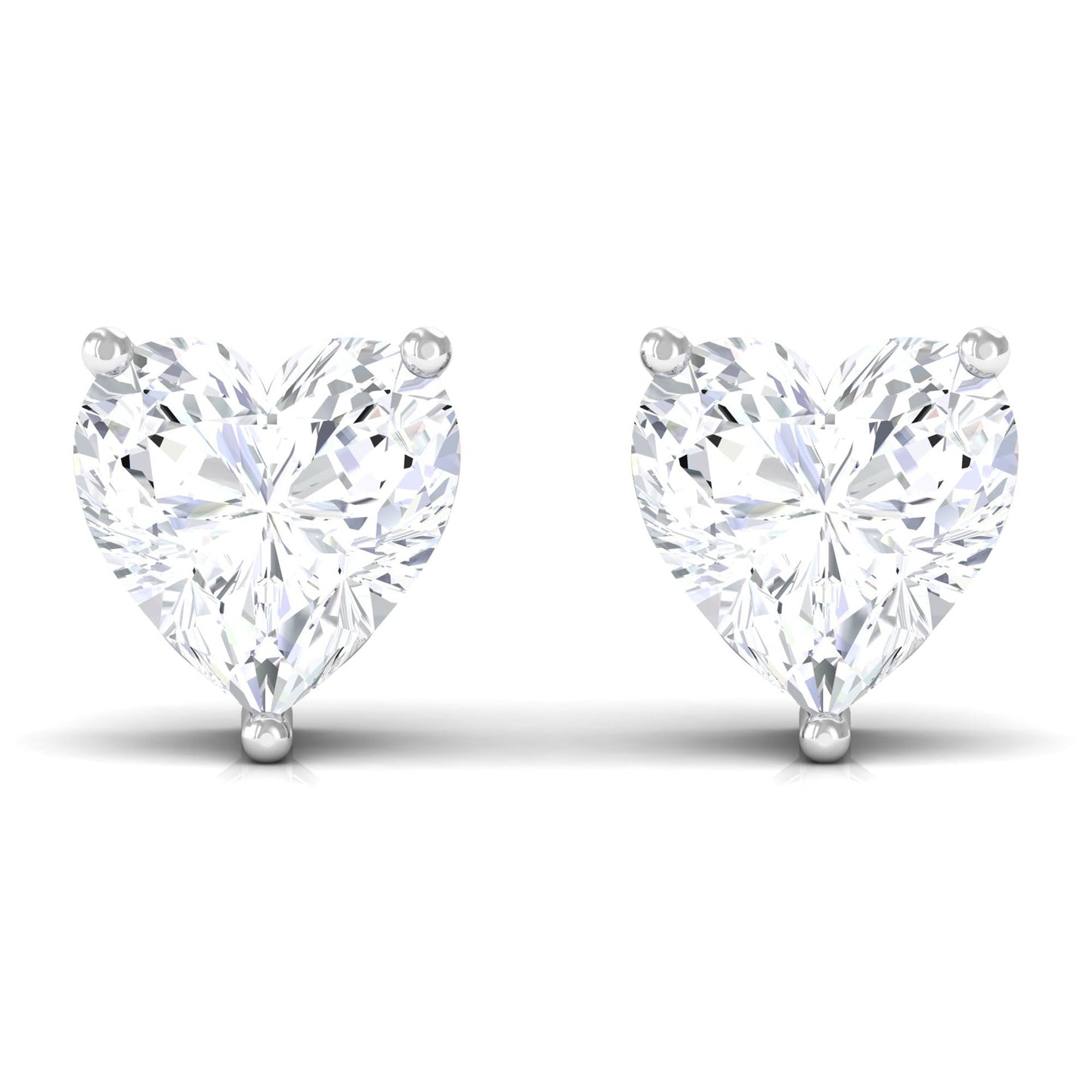 Certified Real Diamond Heart Shaped Earrings with Screw Back