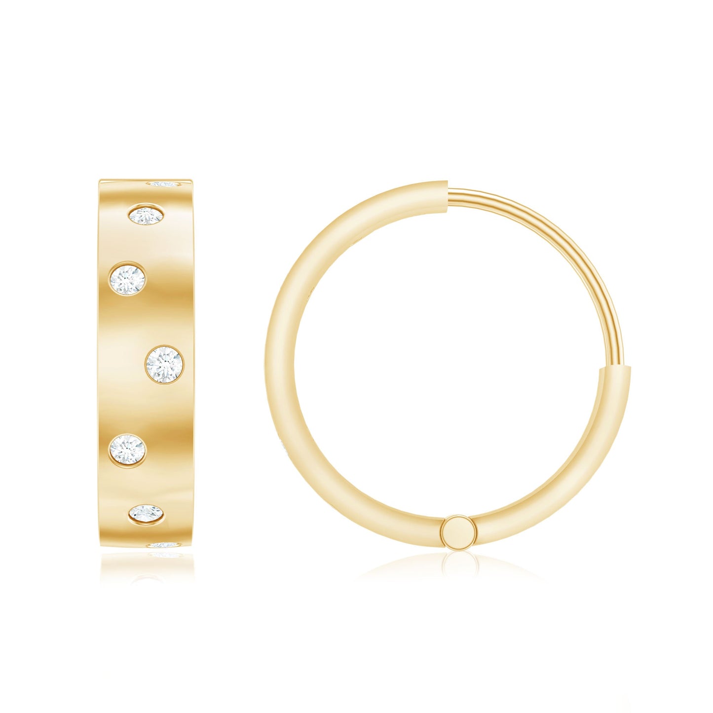 Flush Set Diamond Hoop Earrings For Women