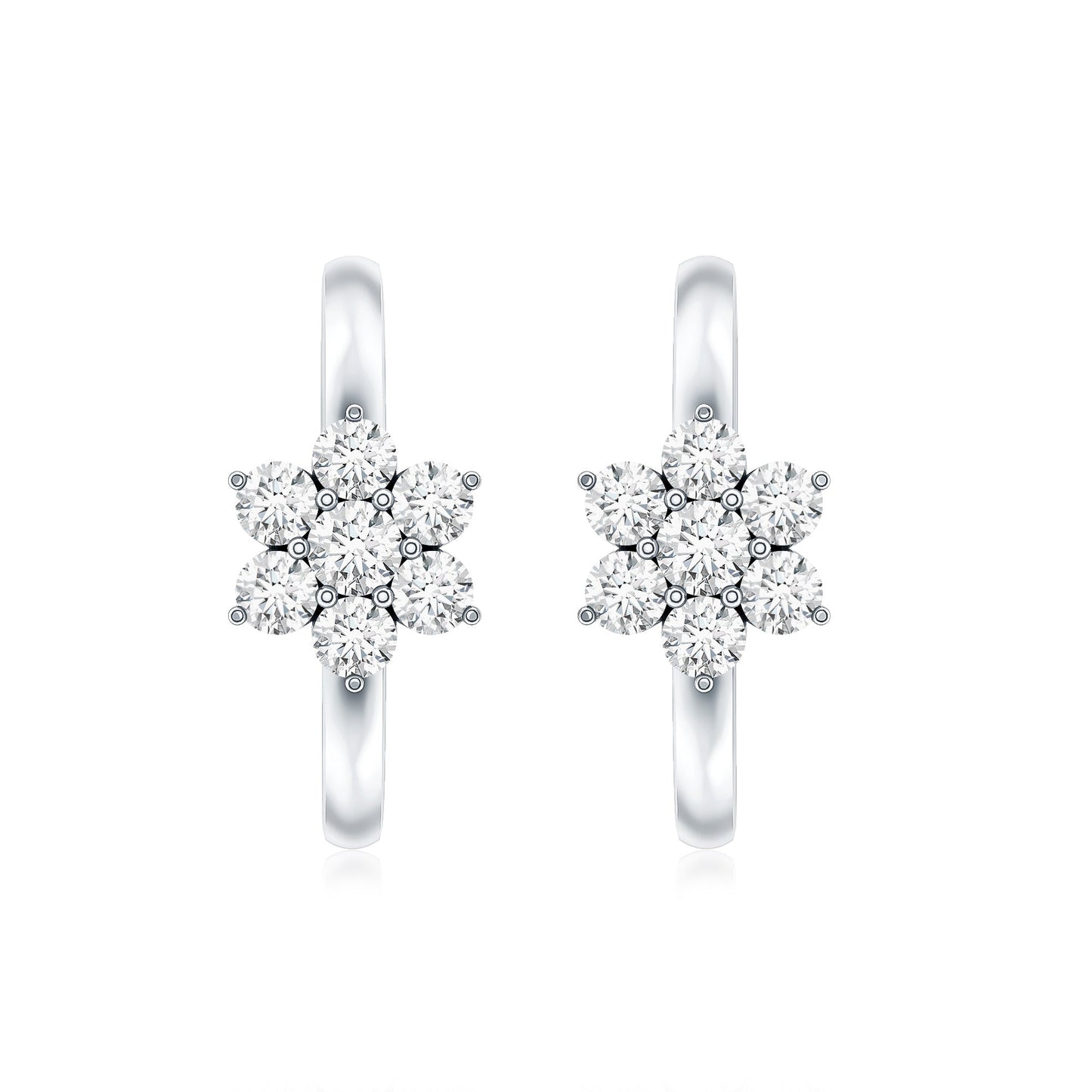 Diamond Flower Hoop Earrings For Her