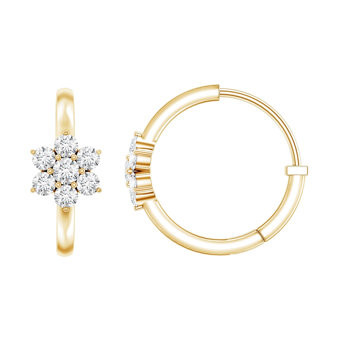 Diamond Flower Hoop Earrings For Her