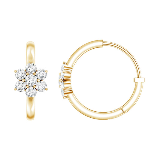 Diamond Flower Hoop Earrings For Her