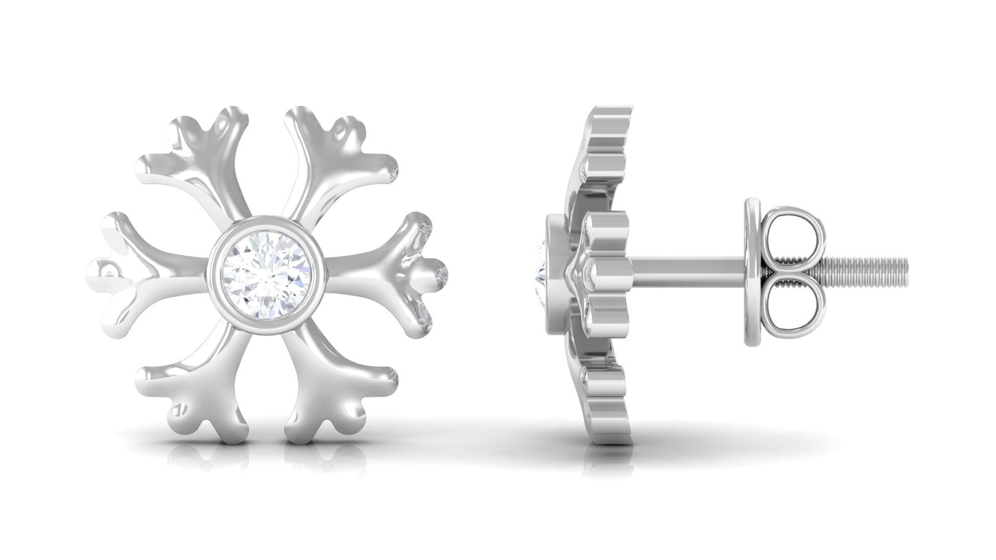 Minimal Diamond Snowflake Earrings with Screw Back