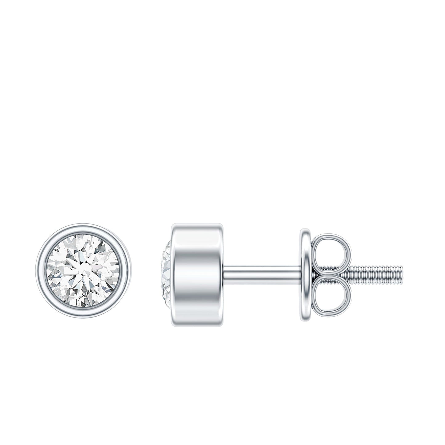 Minimalistic Bezel Set Diamond Stud Earrings