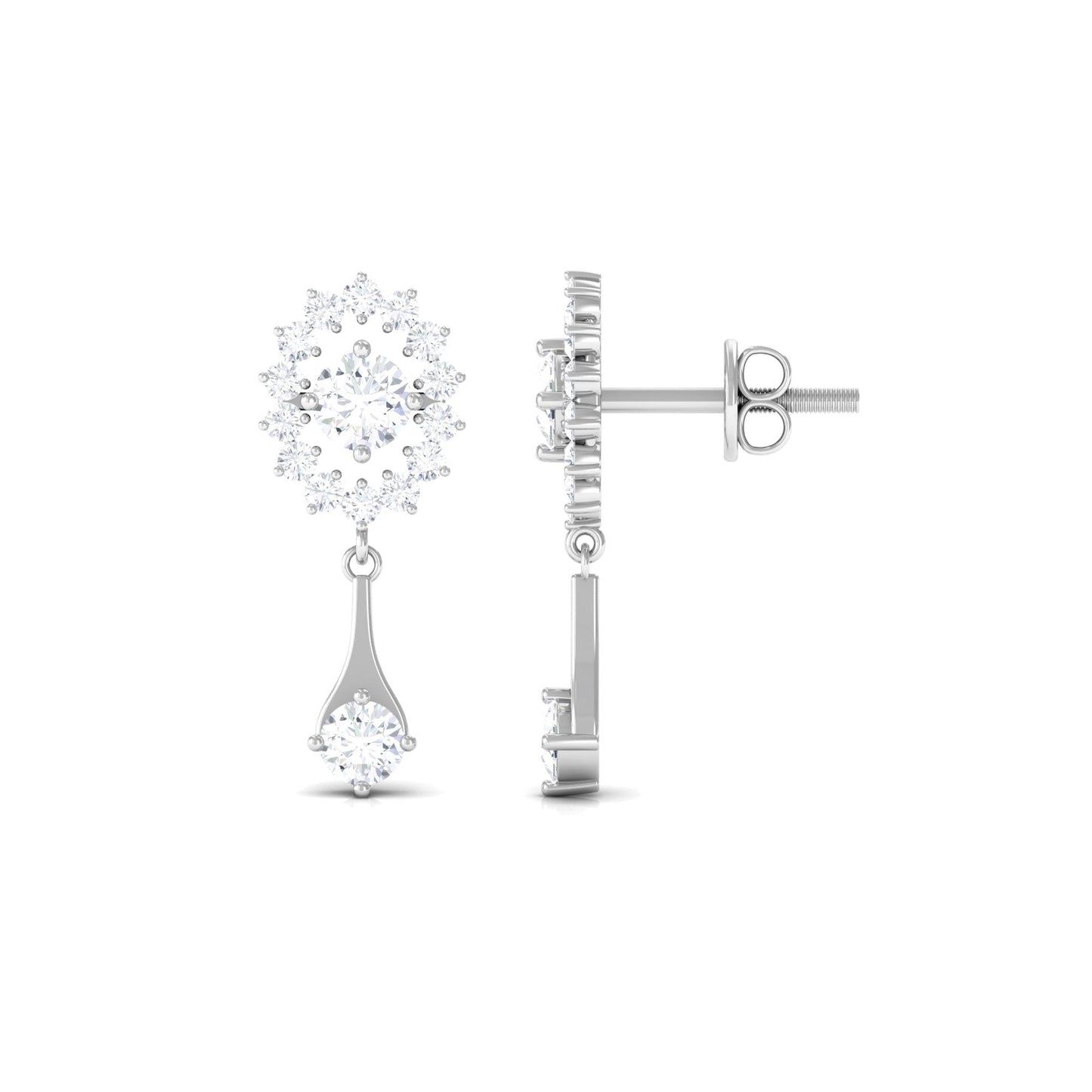 Natural Diamond Drop Dangle Earrings with Certificate