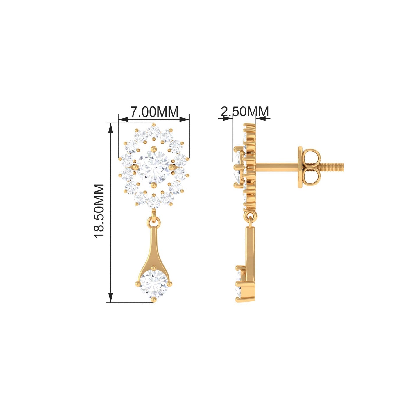 Natural Diamond Drop Dangle Earrings with Certificate