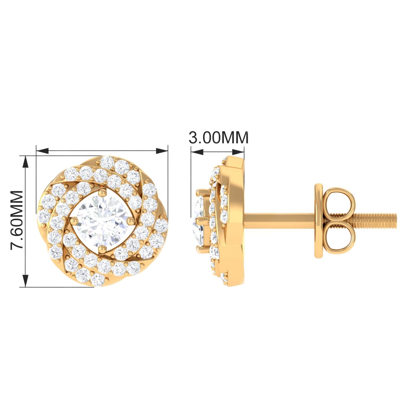 Classic Diamond Cluster Earrings with Screw Back