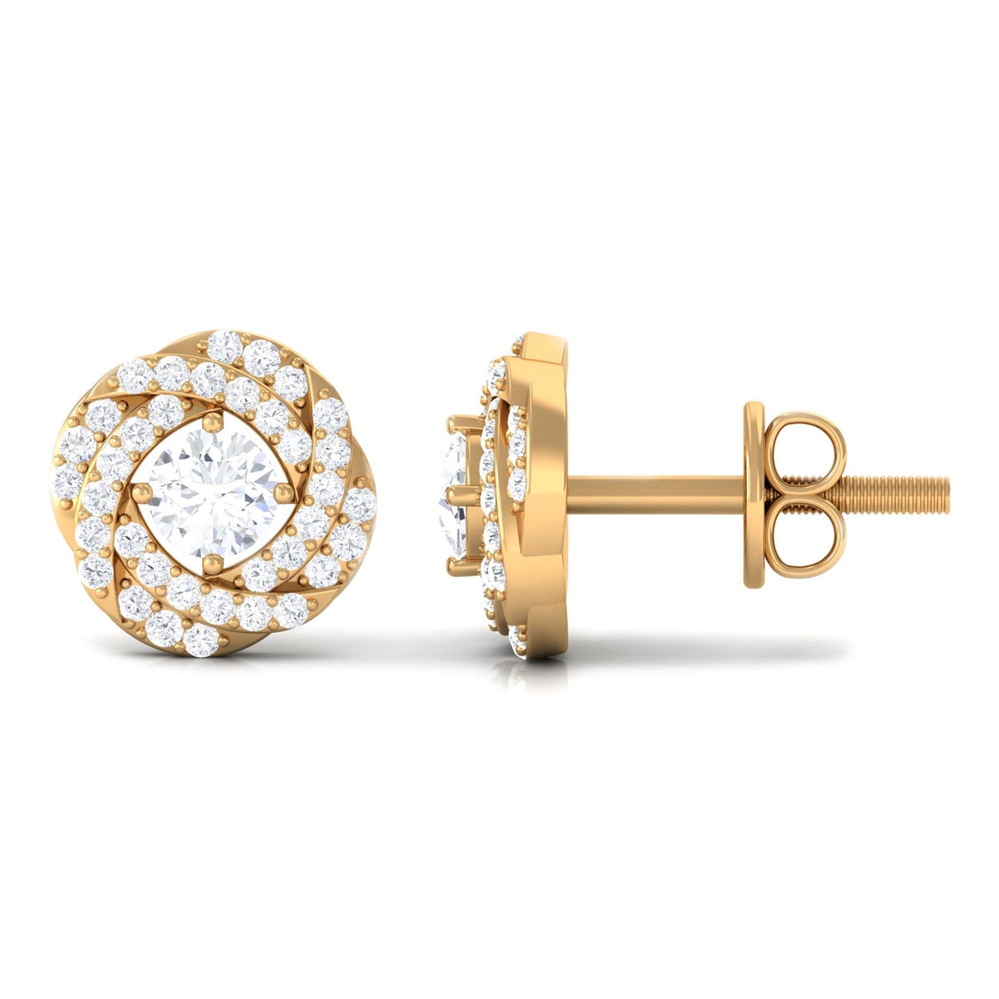 Classic Diamond Cluster Earrings with Screw Back