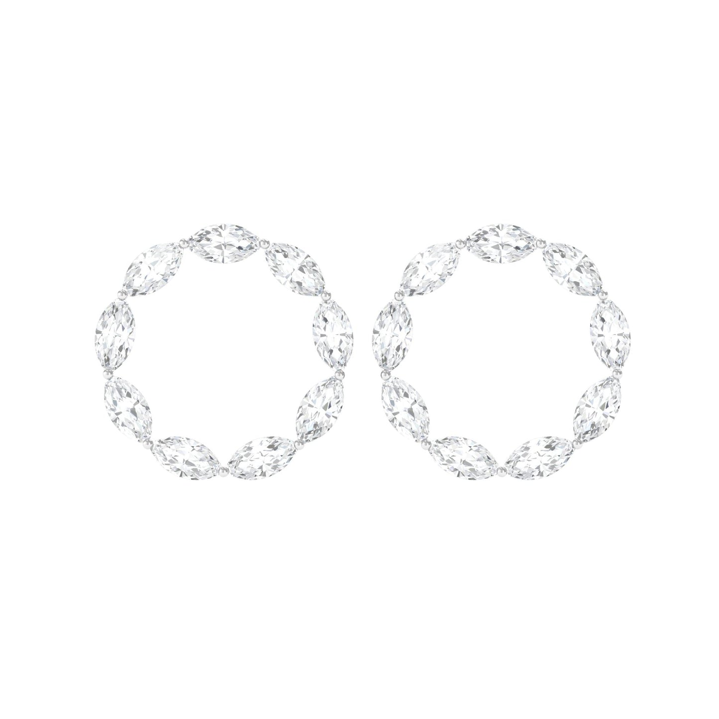 Natural Marquise Diamond Circle Earrings Studs with Screw Back