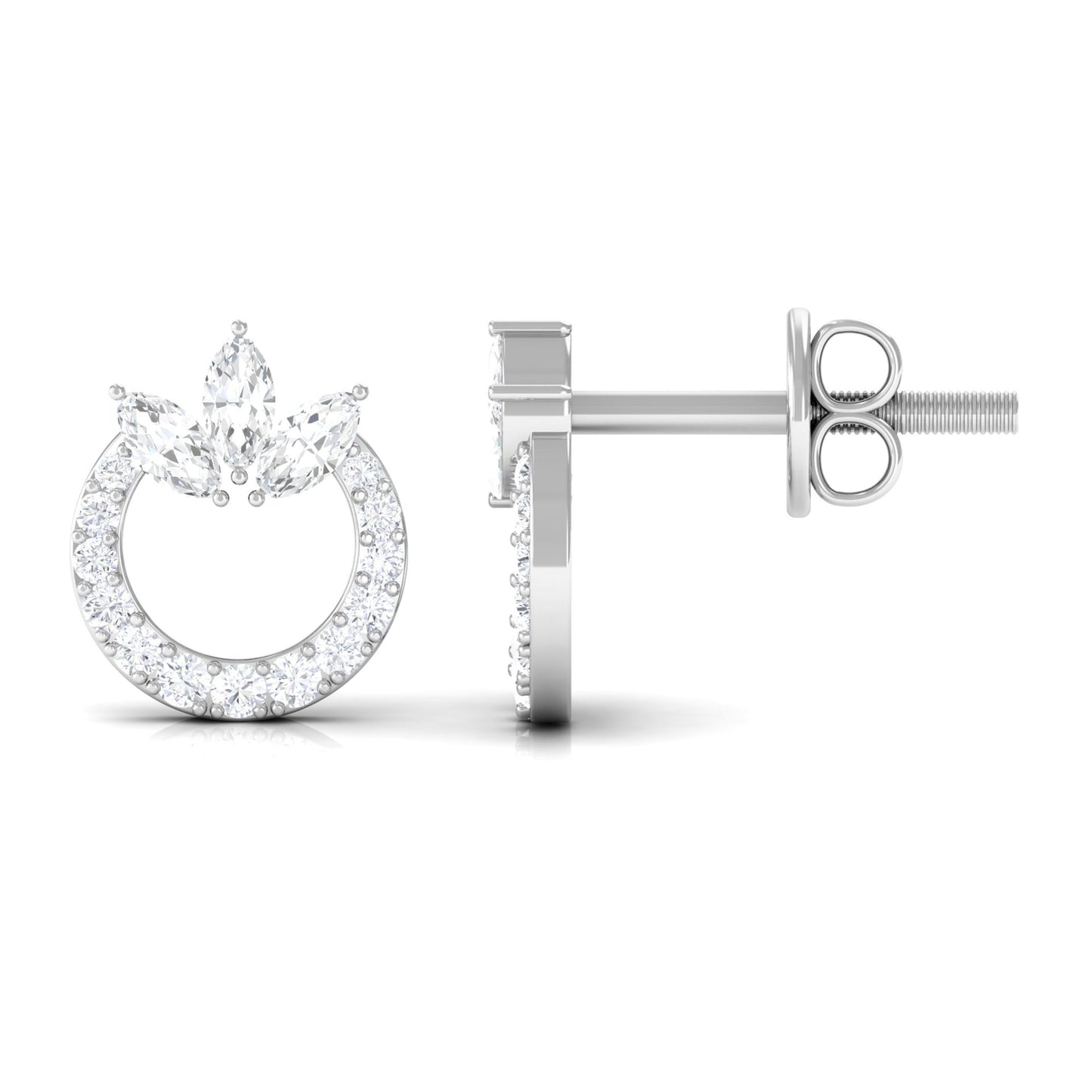 Natural Diamond Circle Stud Earrings with Certificate