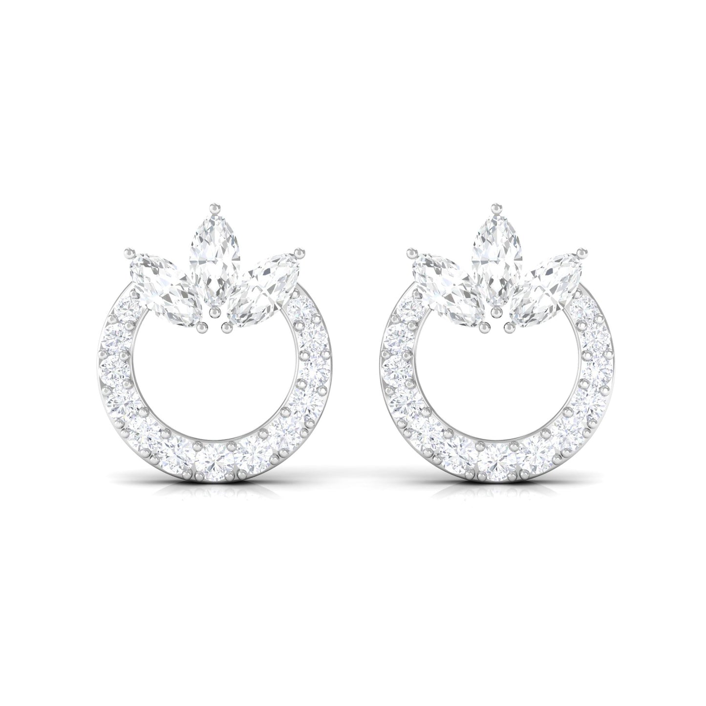 Natural Diamond Circle Stud Earrings with Certificate