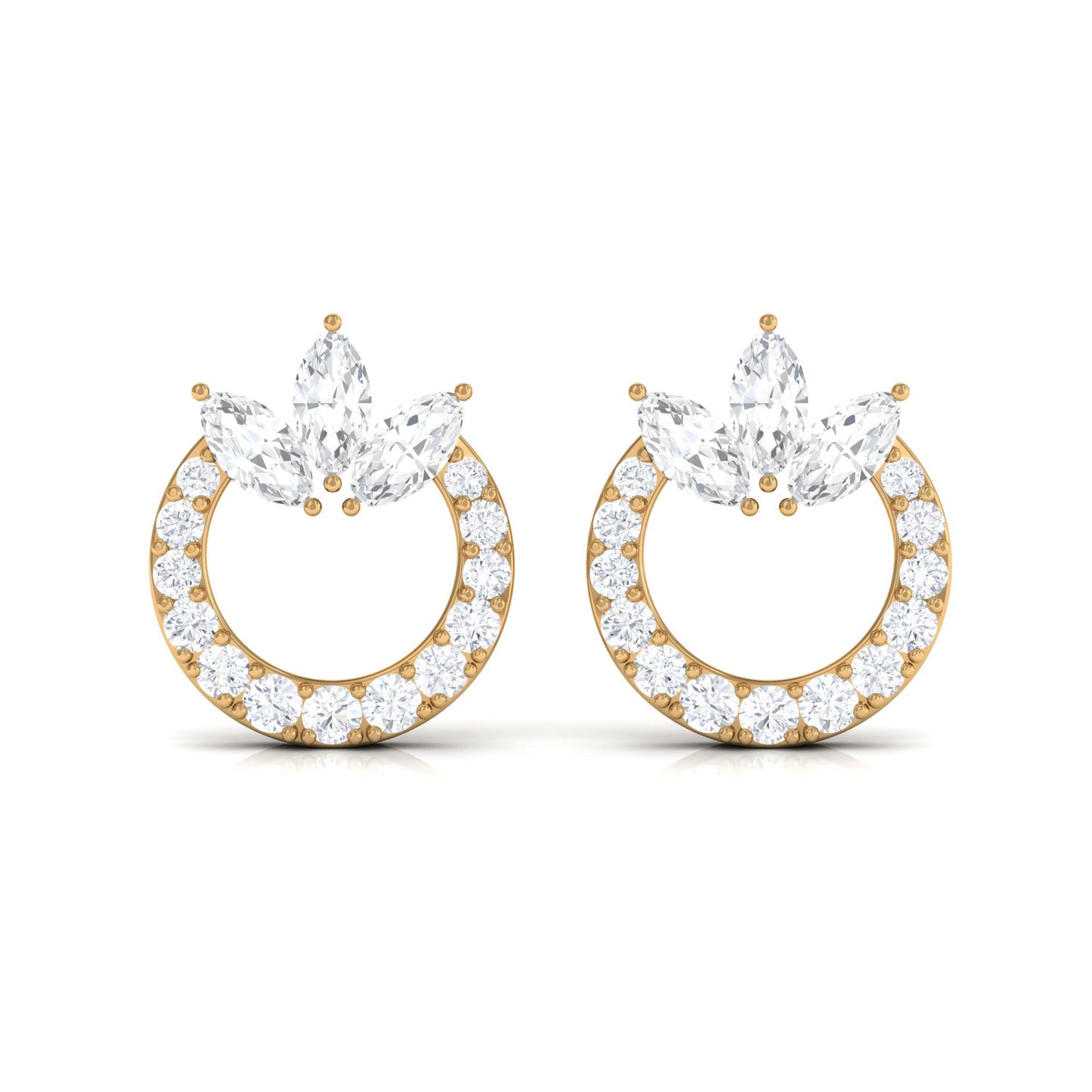 Natural Diamond Circle Stud Earrings with Certificate