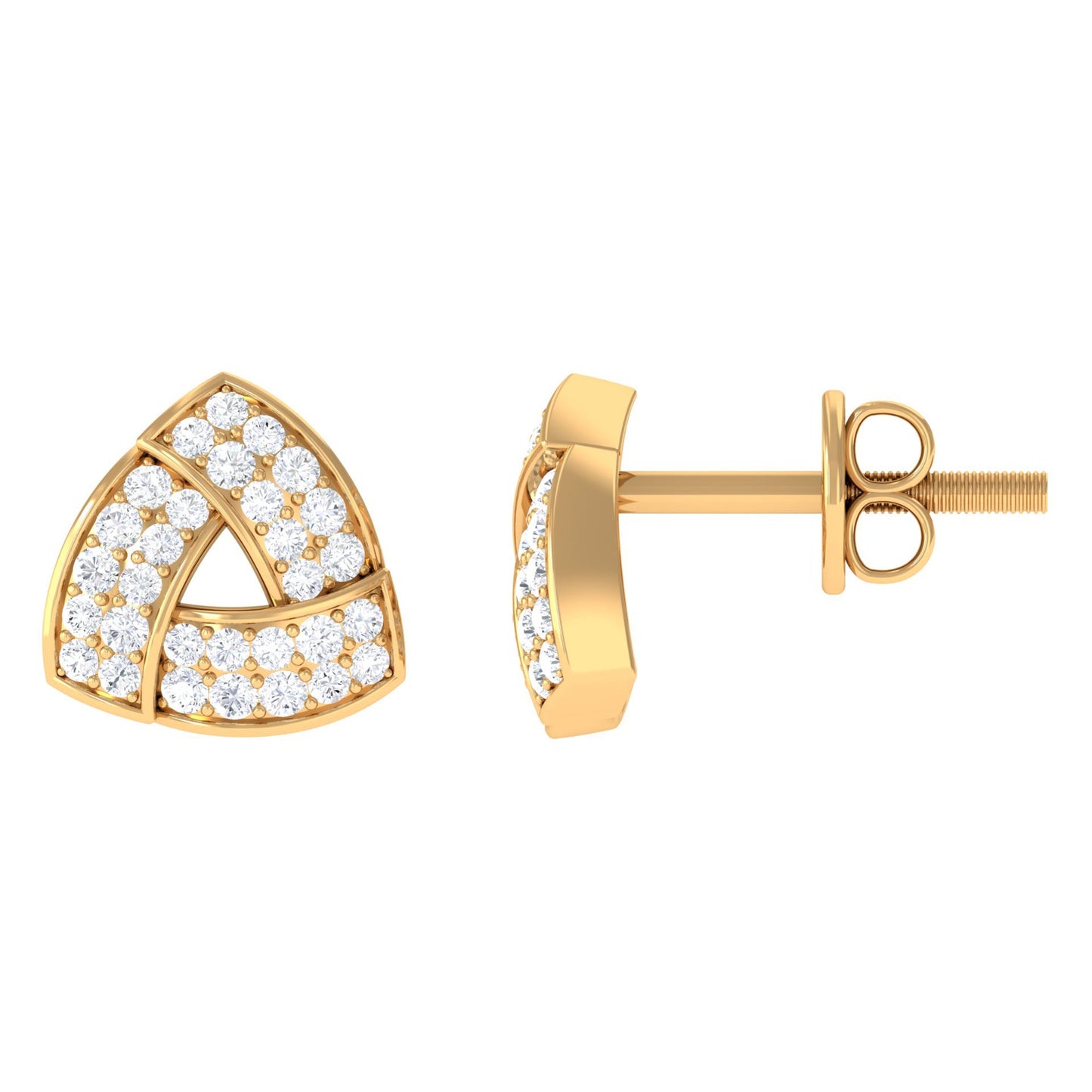 Minimal Diamond Triangle Earrings with Screw Back