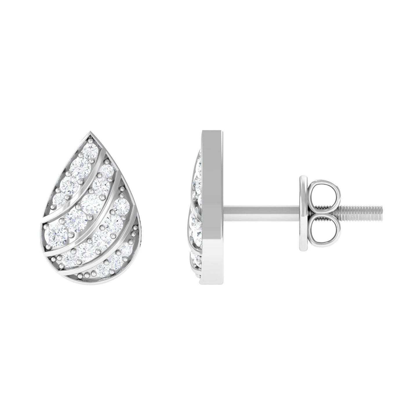 Certified Diamond Teardrop Stud Earrings For Her