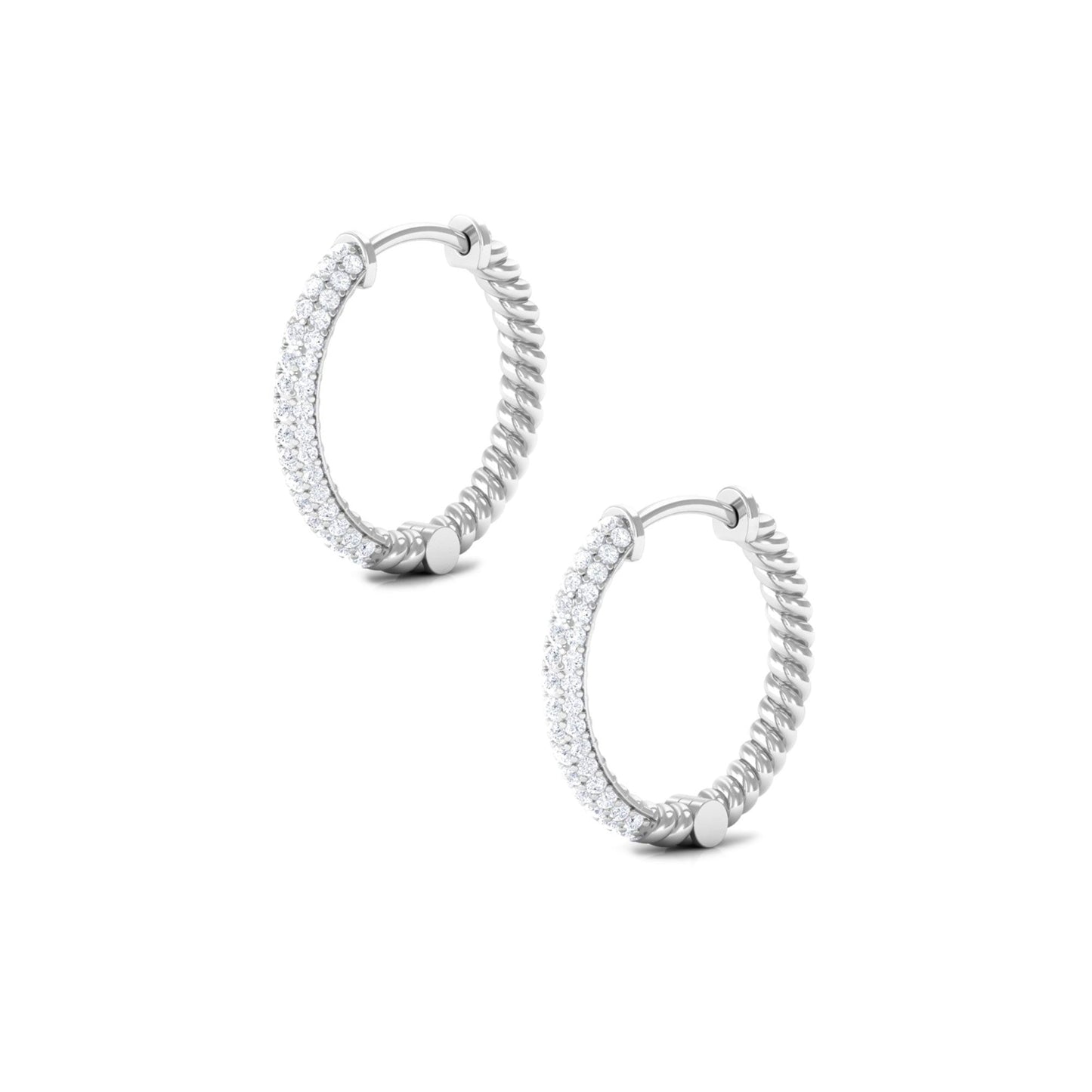 Classic Diamond Hinged Hoop Earrings with Certificate