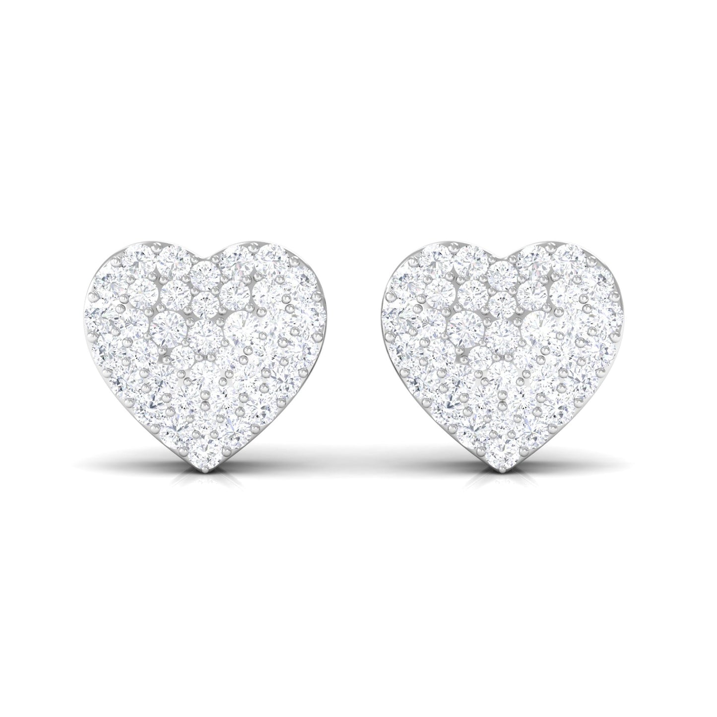 Natural Diamond Heart Earrings with Screw Back