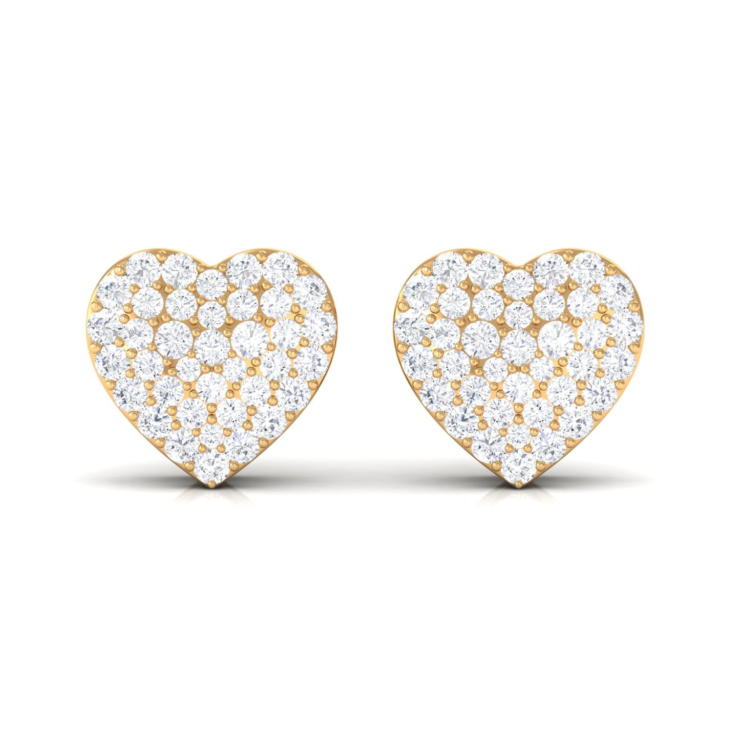 Natural Diamond Heart Earrings with Screw Back