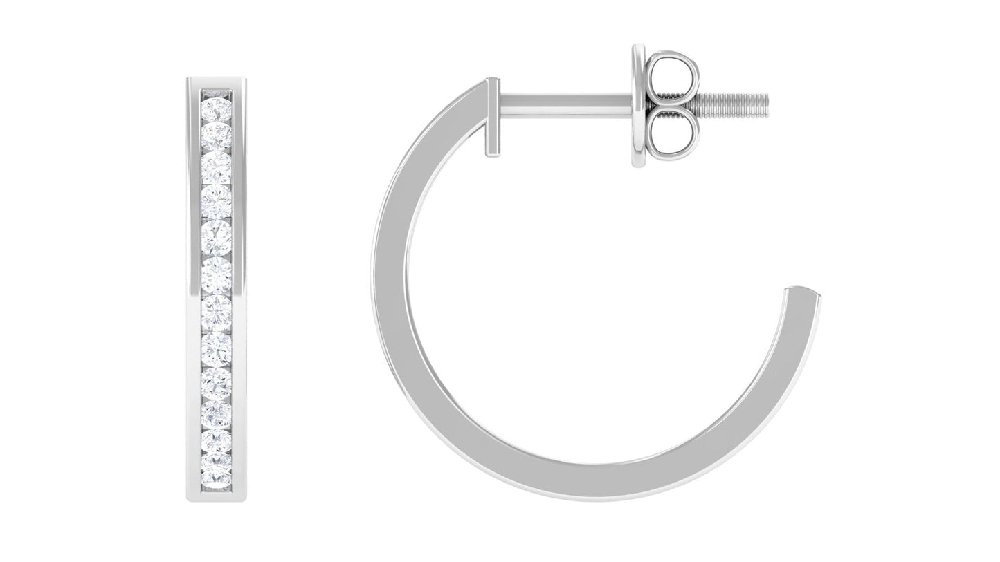 Diamond Hinged Hoop Earrings in Channel Setting